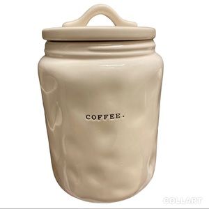Rae Dunn Coffee Canister typewriter font dimpled